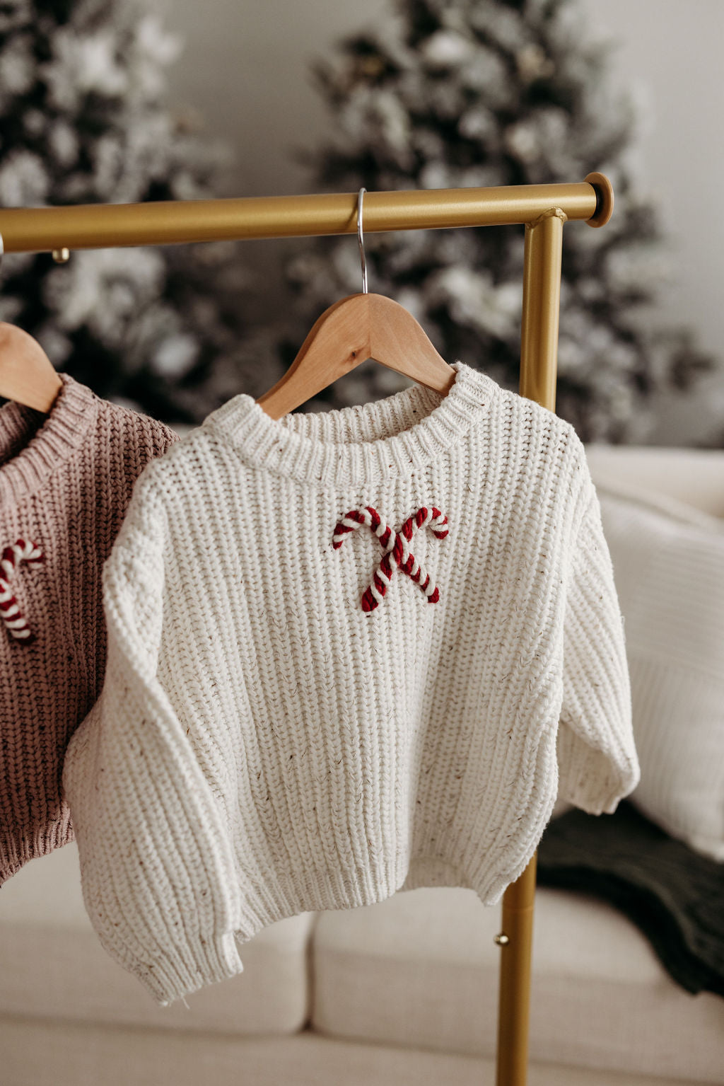 Candy Cane Sweater | Hand Embroidered