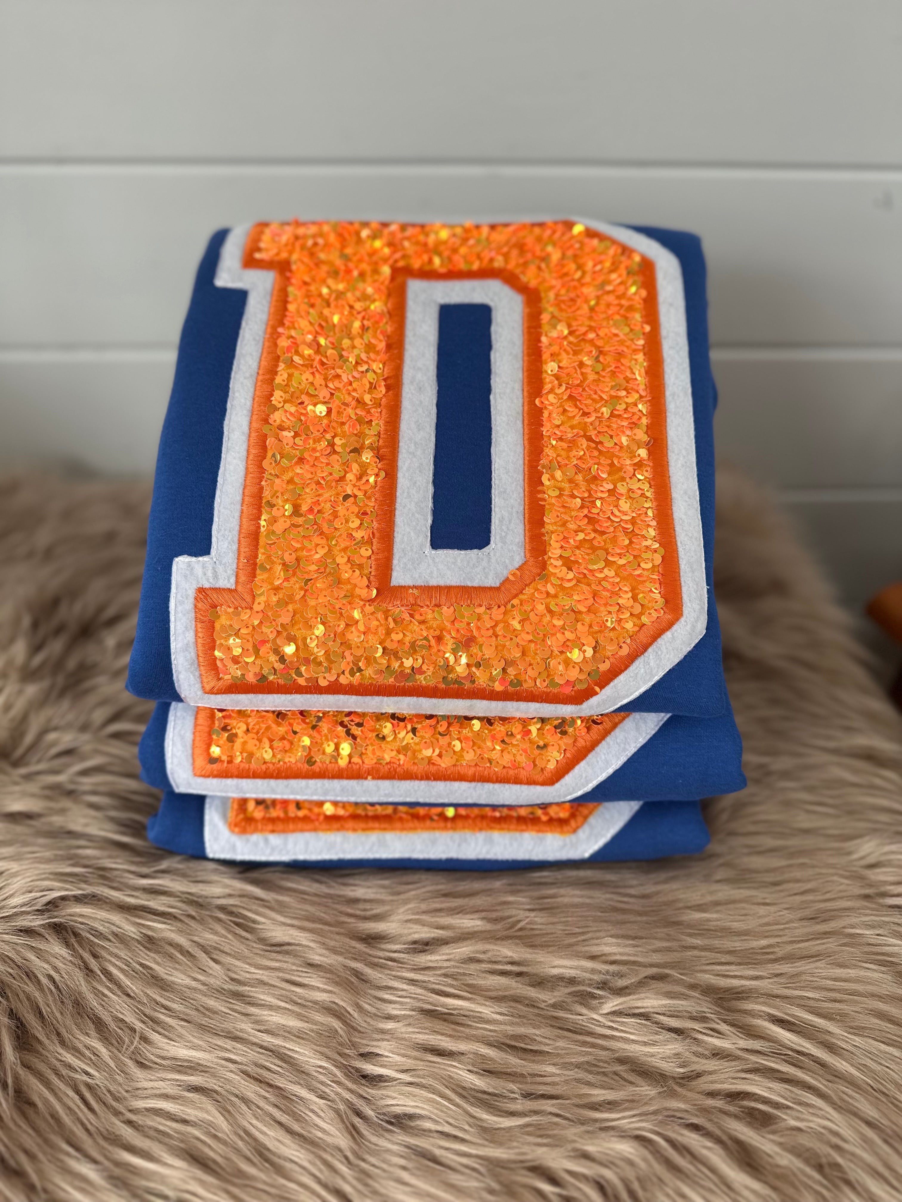 Blue Mockneck Letter Sweatshirt