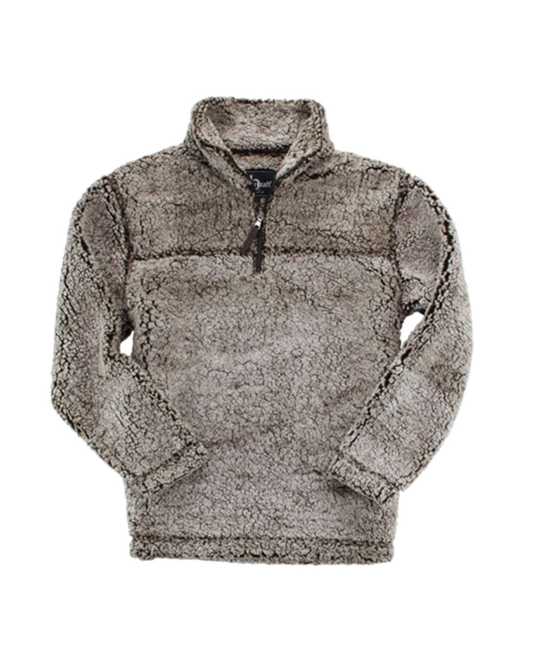 Gray fleece pullover on a white background