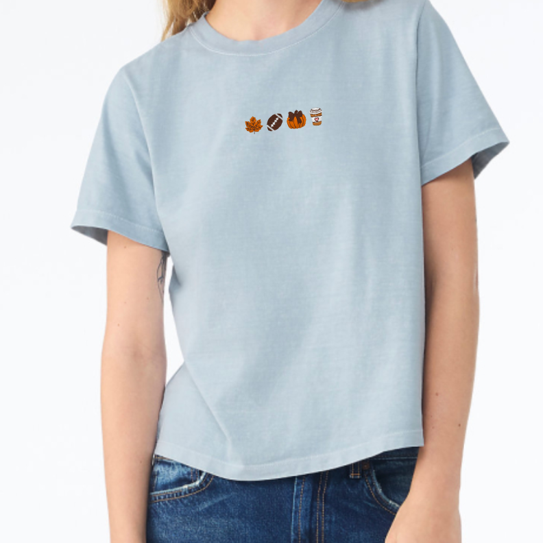 Blue Fall Favorites Embroidered T-Shirt