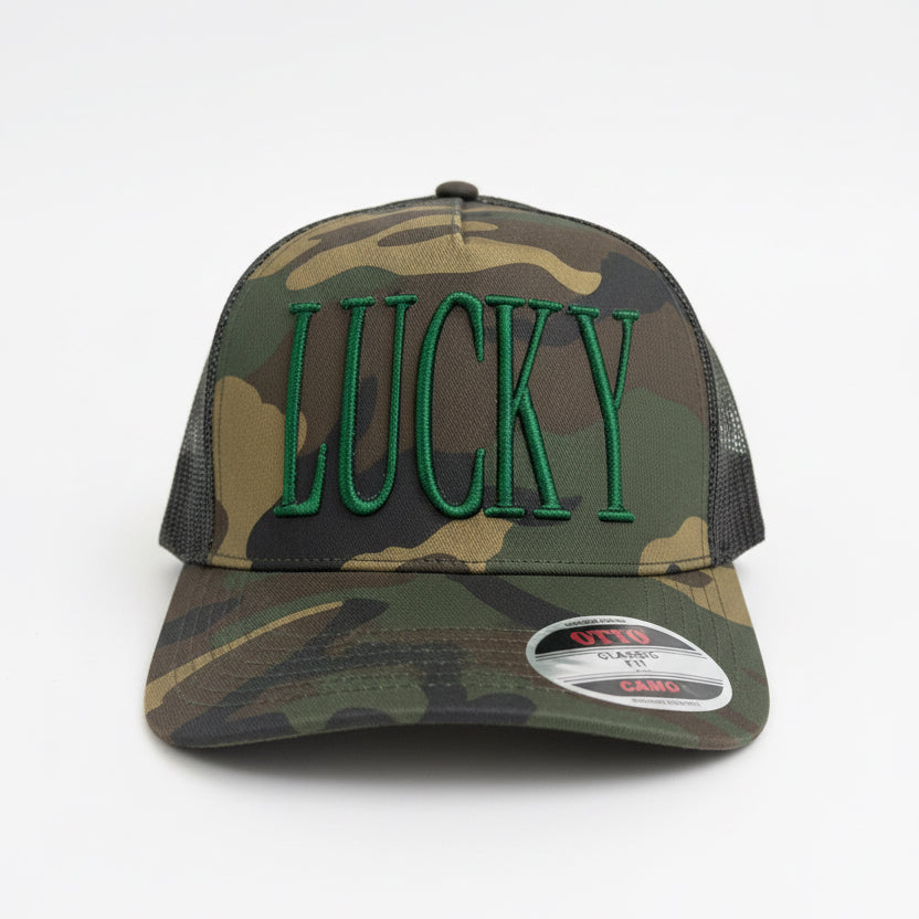 Camo Lucky Trucker Hat