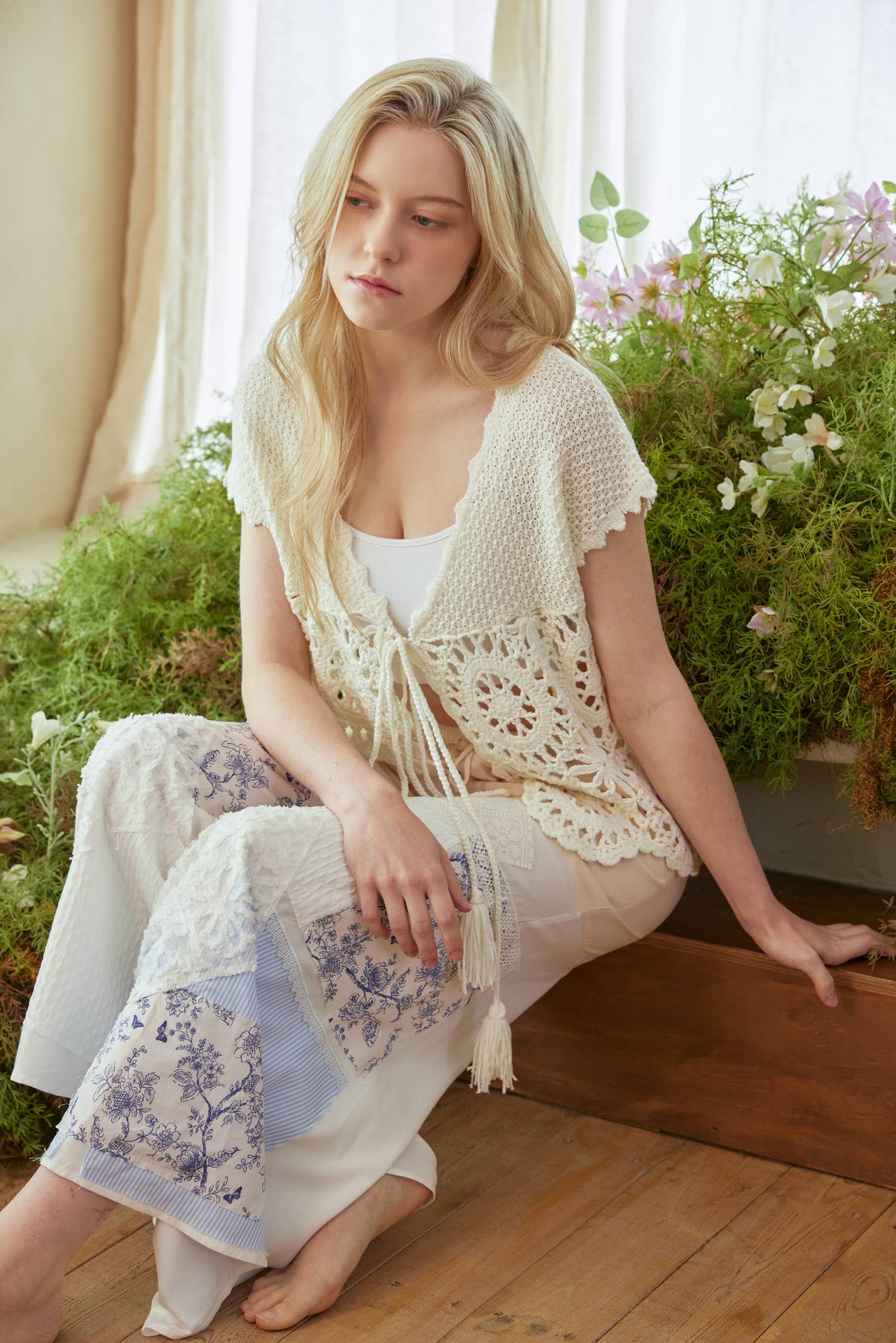 Crochet  Geometry Pattern Short Sleeves Top