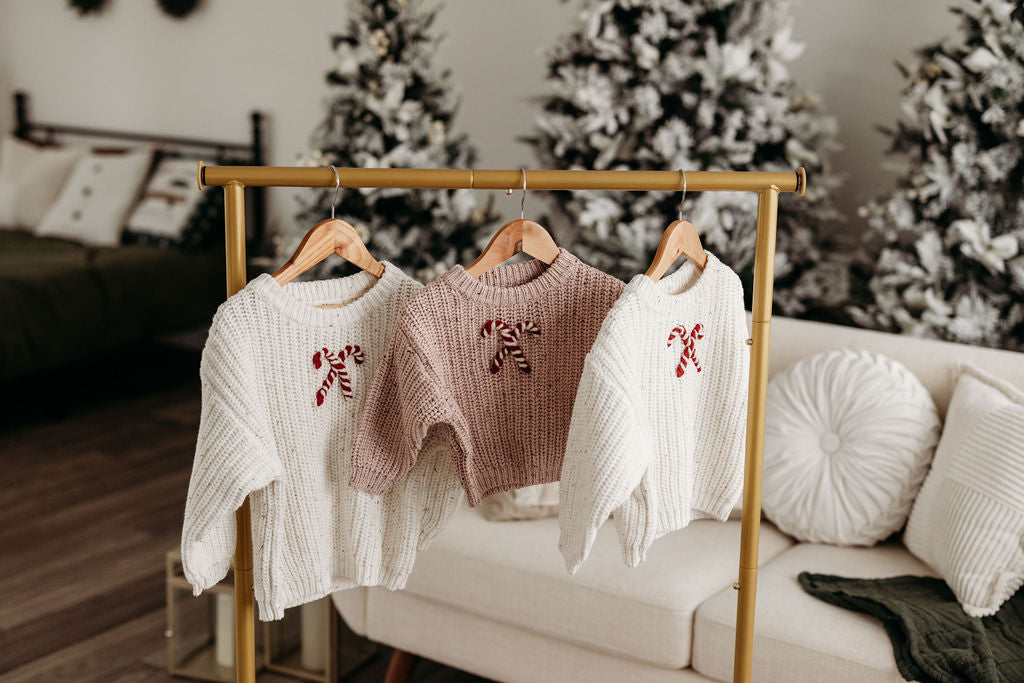 Candy Cane Sweater | Hand Embroidered