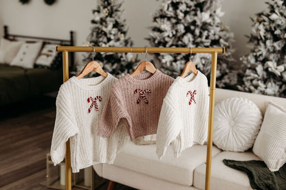 Candy Cane Sweater | Hand Embroidered