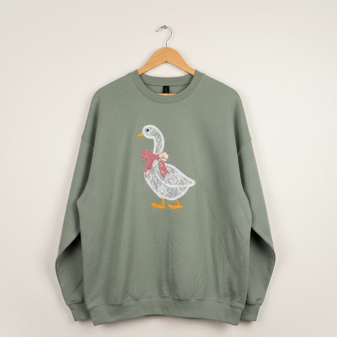 Spring Lace Goose Crewneck