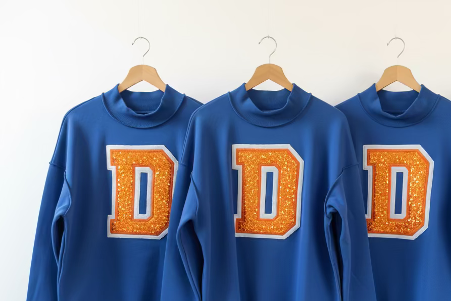 Blue Mockneck Letter Sweatshirt