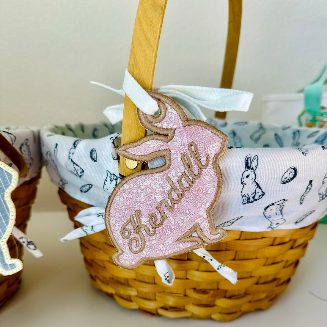 Pink Floral Bunny Tag