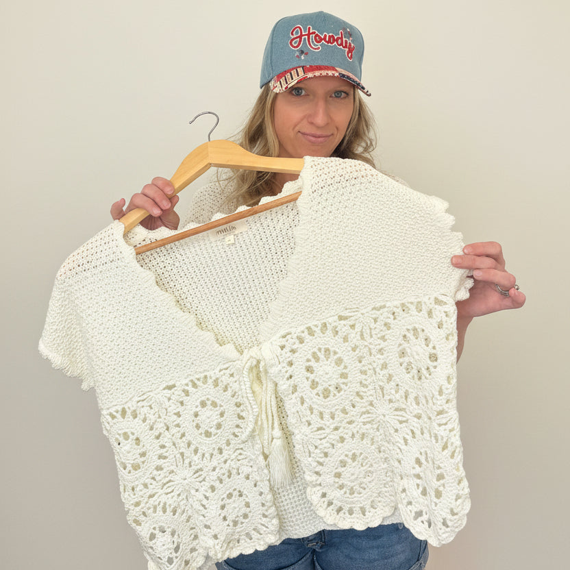 Crochet  Geometry Pattern Short Sleeves Top
