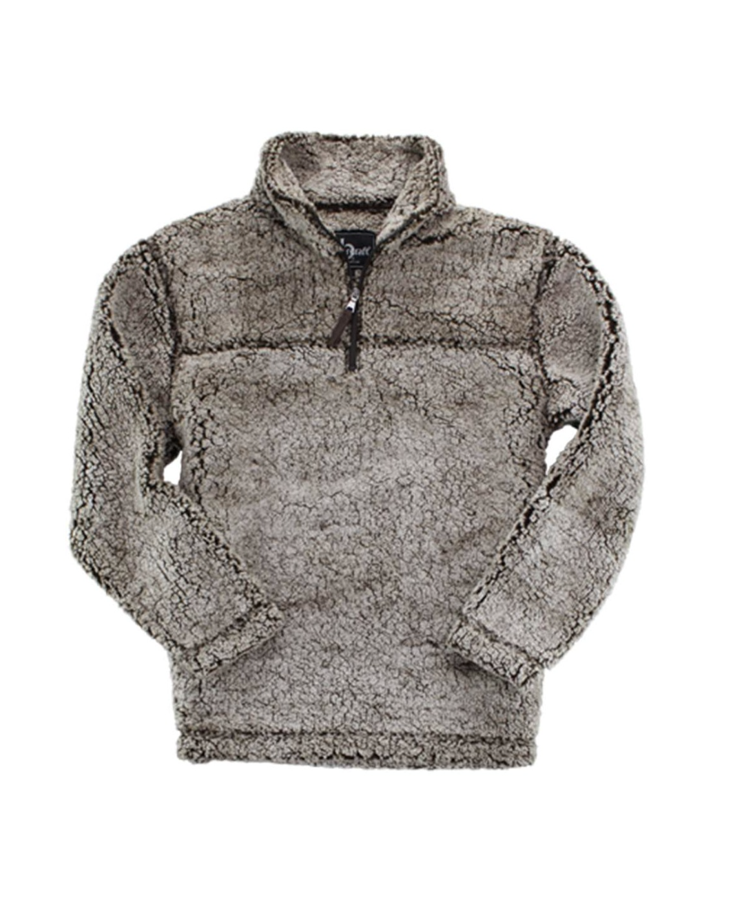 Gray fleece pullover on a white background