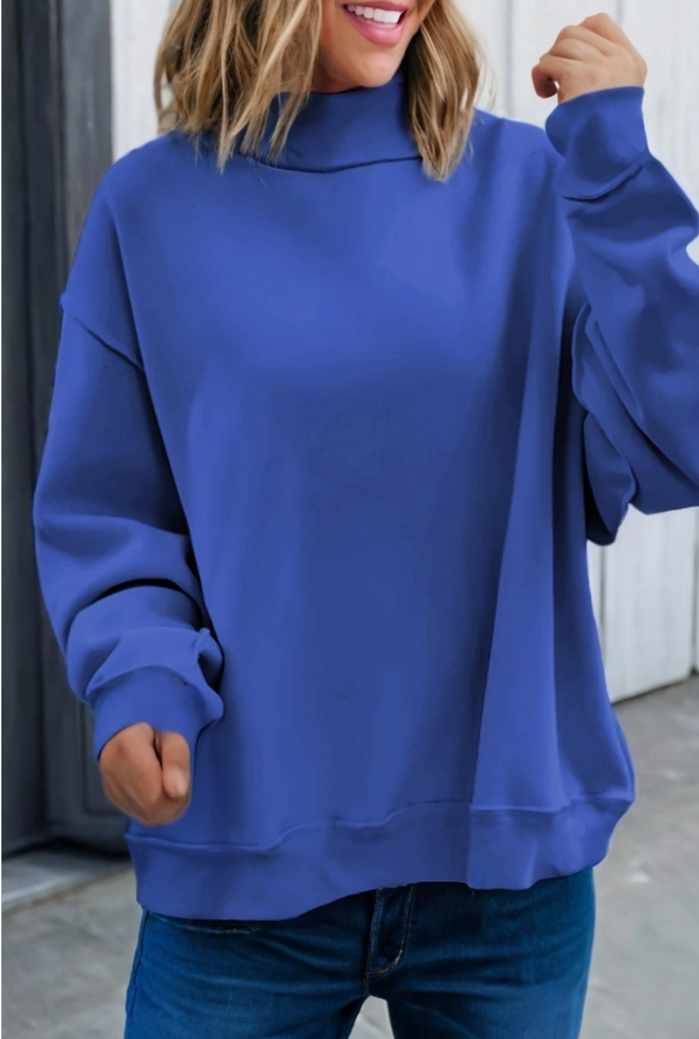D Blue Mockneck  Sweatshirt