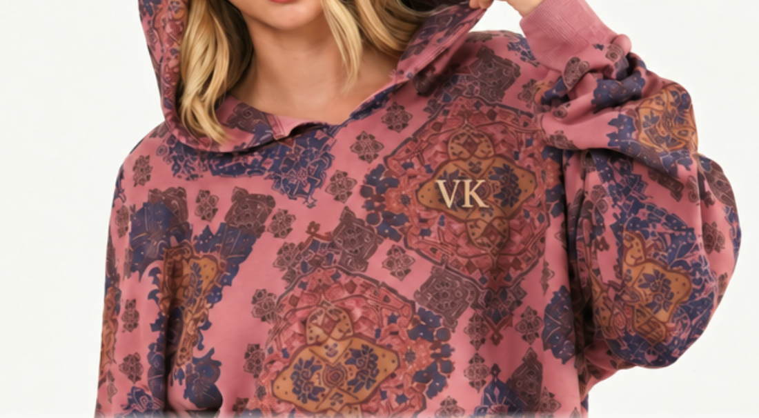 Monogrammed Mauve Tapestry Print Hoodie