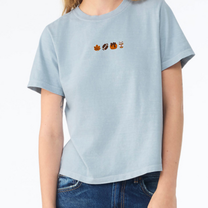 Blue Fall Favorites Embroidered T-Shirt