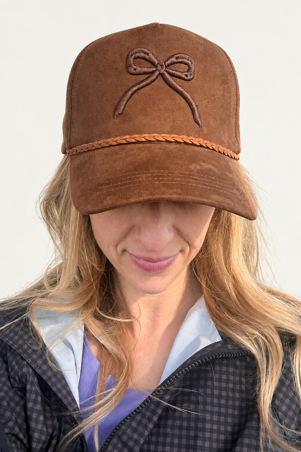 Hat worn by model, studio swap