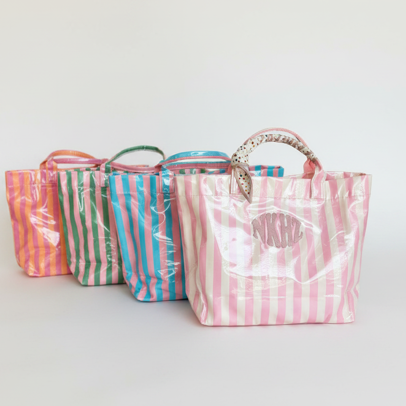 Striped tote bags lineup