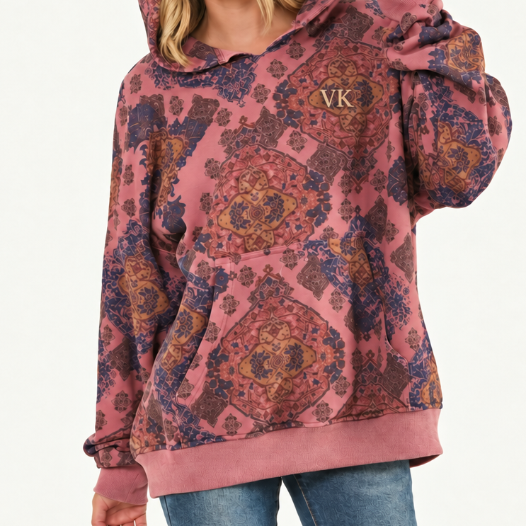 VK monogram in uppercase Georgia lettering